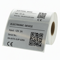 Étiquettes personnalisées pour produits électroniques en PET argenté brossé, impression UV, autocollants imperméables
