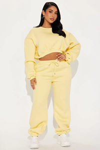Ensemble jogging deux pièces pour femmes, respirant, écologique, coupe ample, sweat-shirt long, pantalon évasé taille haute, vêtements de sport décontractés - Product Image 4