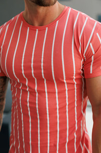 เสื้อยืดเข้ารูปลายปะการังสีขาวสำหรับผู้ชายเสื้อยืดผ้าฝ้ายระบายอากาศออกแบบโลโก้ได้ตามต้องการ - Product Image 3