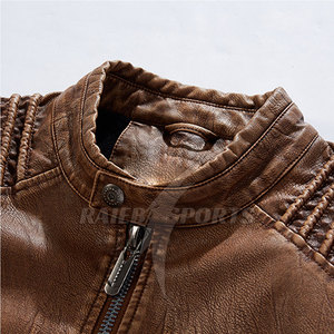 Veste en cuir à manches longues pour hommes de haute qualité à la mode avec logo avant Concevez votre propre meilleur prix! - Product Image 4