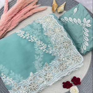 Alta demanda Impresionante Ropa Étnica de lujo Sari de gasa Exportación de la mayoría de la moda Última blusa Ropa de fiesta nupcial exclusiva para mujeres - Product Image 1