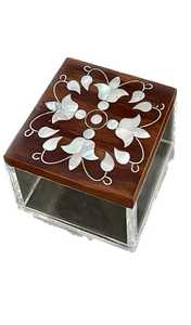 Handmade Luxury Dessert and Dry Fruit <b>Box</b> in <b>Wood</b> and Acrylic with MOP Detailing Ideal for Gifting and Tabletop Decoration - Product Image 2