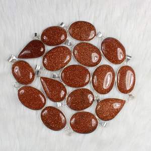 Nouveauté solide 925 en argent Sterling or grès haute poli lâche Cabochon pierre précieuse pendentif pour les femmes bijoux fins - Product Image 4