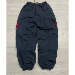 Pantalon multi-poches ample unisexe, pantalon cargo ample, coupe-vent, taille élastique, ceinture réglable, fermeture éclair, jambe large, couleur noire - Product Image 4