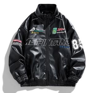 Bomber Genuine Leather <b>Jacket</b> Men <b>Women</b> Hip Hop <b>Waterproof</b> Windproof Motorcycle Loose Baseball Casual Street Racing Outwear - Product Image 4