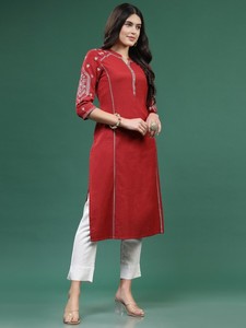 Conjunto de Salwar Kameez Indio/Pakistaní Largo hasta el Suelo, de Algodón Puro, Manga Larga, Silueta en A, con Motivos Étnicos Estampados, Estilo Vintage, OEM - Product Image 3