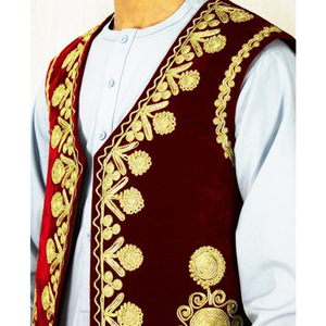 Gilet d'hiver sans manches pour homme, col en V, style afghan, élégant, fait main, broderie, respirant, séchage rapide, léger, OEM ODM - Product Image 6