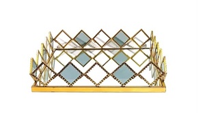 กระจกเก็บของหรูหราทันสมัยกระจกโลหะพร้อมถาดเสิร์ฟวัสดุอลูมิเนียมหัตถกรรม - Product Image 4