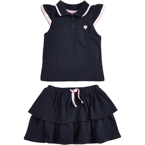 Conjunto corto de motorista de verano para niñas con estampado personalizado Camiseta corta de patrón sólido y pantalones cortos Conjunto corto de camiseta de dos piezas - Product Image 4