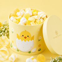 Boîte cadeau cylindrique en papier jaune pour Pâques, emballage rond pour bonbons, biscuits et friandises saisonnières