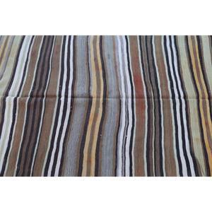 Turkish Rug, 4.1x8.4 ft Area Rug, <b>Brown</b> Striped <b>Wool</b> Vintage Rug - Product Image 5