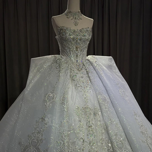 Lsoy022 Modern Floor-Length Luxury Sparkly Ball Gown <b>Wedding</b> Dress with Appliques Floral Print Full-Sequin Embroidery for - Product Image 1