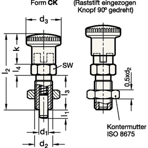 GANTER GN 817 D1 10mm D2 M 16 X 1.5mm L1 12mm Perno de Indexación de Acero Sin Mecanismo de Bloqueo Paquete de 5 Unidades Categoría de Producto Pasadores - Product Image 4