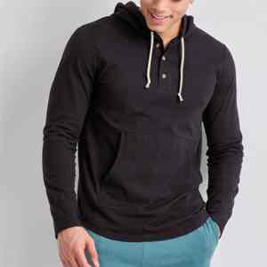 เสื้อฮู้ด Henley ของผู้ชายผ้าถัก100% ผ้าฝ้ายนุ่มระบายอากาศได้ดีสำหรับสวมใส่ทุกวัน - Product Image 3