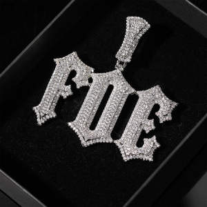 Colgante de moissanita con diseño de letra, nombre personalizado, joyería de Hip Hop para Diamante de corte redondo, Plata de Ley 925 - Product Image 3