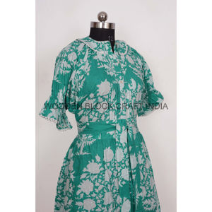 Vestido Mini de Verano Estilo Boho de Algodón Ecológico para Mujer, Hecho a Mano en India, Atuendo Elegante Coreano, Top Corto para Fiesta con Cinturón Floral - Product Image 4