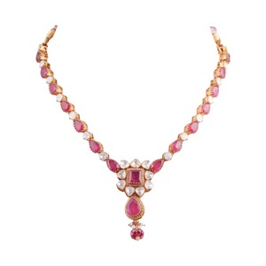 Super Cute Gajaah 925 <b>Sterling</b> <b>Silver</b> Ruby Statement <b>Necklace</b> & Earrings Set Pure <b>Silver</b> Bridal & Festive Jewellery for Women - Product Image 3