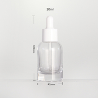 Flacons compte-gouttes en verre épais de 30 ml de qualité supérieure avec bouchon blanc pour sérum de soin de luxe et huile d'aromathérapie