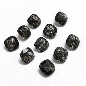 Quartz rutile noir naturel coussin à facettes 8x8mm cristal de quartz rutile noir de bonne qualité 2.06 ct fabrication de bijoux pierre précieuse en vrac - Product Image 6