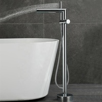 Ensemble de robinetterie de bain Azeta pour eau chaude et froide, mitigeur de douche et baignoire à poser au sol, en laiton, avec robinet cascade à poignée unique