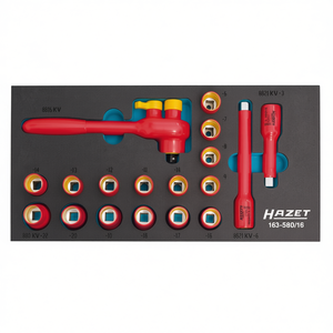 Jeu de clés à cliquet Hazet 3/8'' avec douilles et isolation protectrice 1000V, kit d'accessoires 18 pièces - Product Image 2