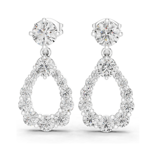 Boucles d'oreilles pendantes en diamant de laboratoire 3,266 CT, forme poire, diamants CVD VVS-VS EF, or 18 carats, 14 carats, 10 carats et argent 925, rose, jaune - Product Image 1