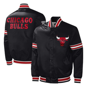 2025 Customized Design Team Chicago Bull & Number Starter bomber <b>jacket</b> / Embroidered Satin bomber <b>Jackets</b> - Product Image 4