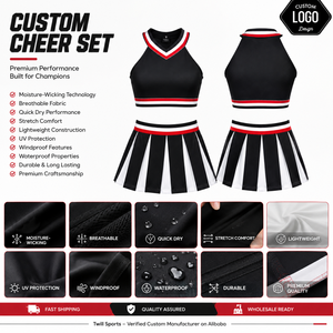 100% Polyester Breathable <b>Mesh</b> Girls Cheerleading Uniforms Custom Private Label Skirt and <b>Crop</b> <b>Top</b> Cheerleading Uniforms Set - Product Image 5