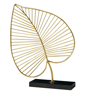 <b>Gold</b> Eter Textured Fern Table Decor with Marble Base Showpiece for Living Room <b>Bedroom</b> and Home Decor Standard - Product Image 4