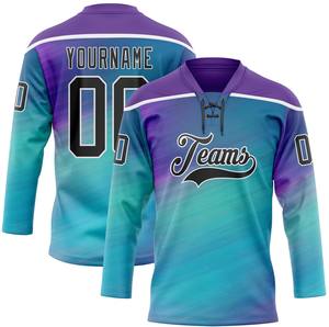Maillots de hockey sur glace à manches longues sur mesure, entièrement sublimés, col à lacets, logo d'équipe, maillot de hockey pour jeunes - Product Image 1