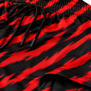 Shorts de bain pour homme à séchage rapide, imprimé géométrique rouge et noir, taille à cordon de serrage, décontractés, 100 % polyester - Product Image 6