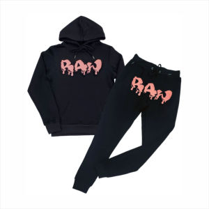 Ensemble de survêtement unisexe imprimé de logo personnalisé 100% polyester à séchage rapide respirant survêtement poche à capuche bouffante grande taille poids lourd - Product Image 5