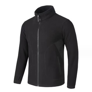 Venta al por mayor Sólido Beige Chaqueta de punto con cremallera y Polar de cuello alto Cálido Sudadera de invierno - Product Image 3