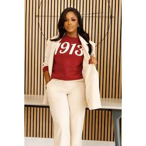 Crimson 1913 DST Chenille Crewneck Sweatshirt Premium Fleece Sorority Apparel Greek Delta Classic Heritage <b>Top</b> - Product Image 1