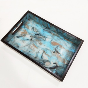 <b>Large</b> Resin Serving Tray with Wooden <b>Frame</b> Handmade Epoxy Art Tray for Coffee Table, Kitchen, Dining, Decorative Organizer Tray - Product Image 3