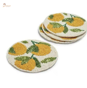 Best Selling Round Jute <b>Beaded</b> <b>Placemat</b> Coaster Pad for Dining and Home for Wedding Table Food Dish Placement Accessories - Product Image 1