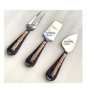 Ensemble de 3 couteaux à fromage royaux en acier inoxydable avec manche en marbre Ensemble de couteaux à beurre plaqués or - Product Image 4