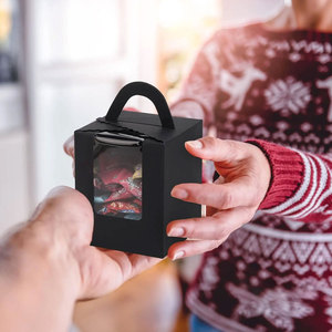 Cheap <b>Wholesale</b> Food Grade Bread <b>Small</b> Candy Shipping <b>Boxes</b> Packaging Window <b>Black</b> Pastry Box Sustainable Stylish - Product Image 6