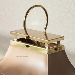 High Quality Ramadan Decorative Brown Metal & Glass Candle <b>Lantern</b> for Home Event Decoration Dual Tone <b>Lanterns</b> - Product Image 2