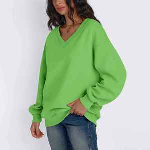 Automne hiver femmes sweat confortable hauts de sport vêtements quotidiens en flanelle haut à manches longues décontracté col en v vêtements respirant - Product Image 3