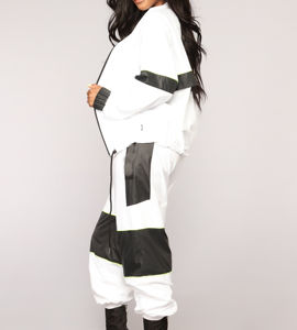 Couleur personnalisée respirant en nylon bloc imprimé coupe-vent pour femmes grande taille 2 pièces survêtement avec haut pantalon fermetures à glissière pour l'hiver OEM - Product Image 3