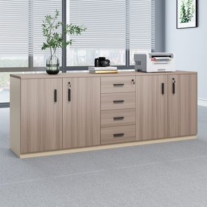 Moderno Gabinete de Almacenamiento de Oficina de Madera con Puertas y Cajones con Cerradura, Archivador de Documentos Contemporáneo, Archivador Comercial - Product Image 2