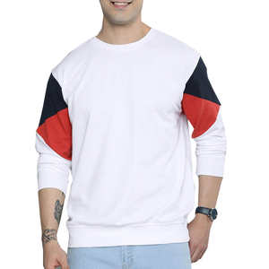 Sudadera Extra Grande Personalizada para Hombre, Cuello Redondo con Bloques de Color, Bordado Básico, Sudadera con Capucha de Algodón Combinado - Product Image 1