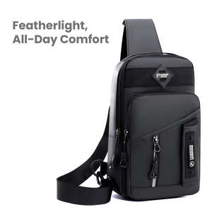 Men's Fashionable Anti-Theft Chest Bag <b>Water</b>-<b>Proof</b> PU <b>Material</b> with Zipper Closure - Product Image 5