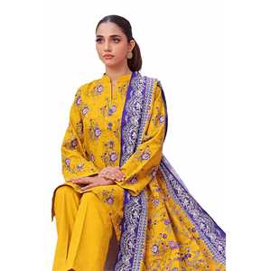 Traje Salwar Kameez de 3 Piezas sin Coser, de Algodón Khaddar Estampado, Ropa Étnica Pakistaní e India para Festivales-SD-42136 - Product Image 2
