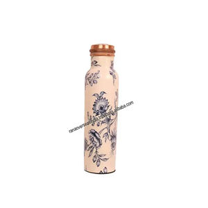 Printed Designer Copper <b>Water</b> <b>Bottle</b> for <b>Sports</b> Fitness Yoga School Office Ayurveda Health Benefits - Product Image 1