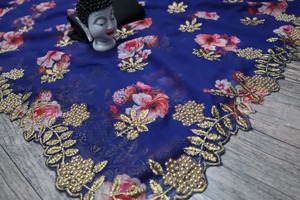 Sari Indio de Diseño, Última Moda, para Fiesta, en Georgette Azul, con Hermoso Trabajo de Lentejuelas, Borde de Encaje y Blusa con Lentejuelas - Product Image 6