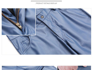 Pantalones de cuero de motocicleta a prueba de humedad adelgazantes informales para hombre, cintura elástica, tela de lona PU de cuero, tipo de cintura media, lote grande - Product Image 6