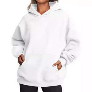 Sweats en molleton de coton de haute qualité chandails à manches longues pull tenues d'automne avec poche sweats à capuche surdimensionnés pour femmes - Product Image 2