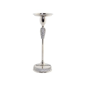 Crystal Beaded Metal <b>Taper</b> <b>Candle</b> Holder Silver Plated Luxury <b>Candle</b> <b>Taper</b> for Home & Christmas Event Decorations - Product Image 2